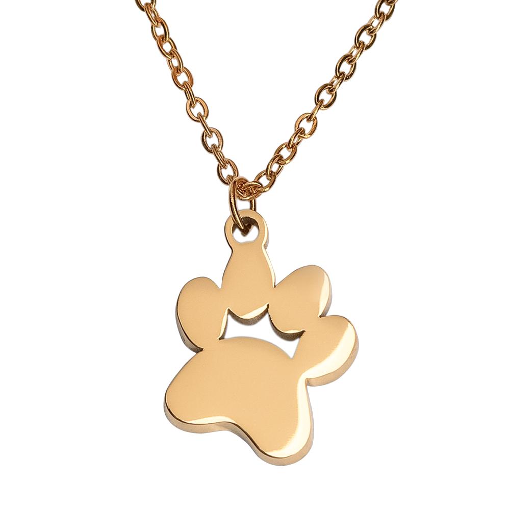 Collar para Mujer con Dije de Huella de Perro Luckyly, Modelo Canny Oro