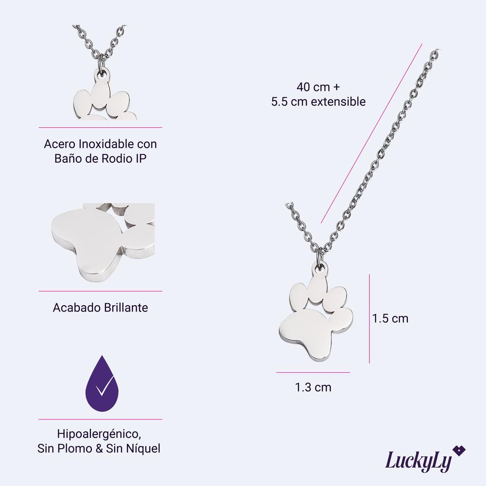 Foto 6 pulgar | Collar para Mujer con Dije de Huella de Perro Luckyly, Modelo Canny Plata