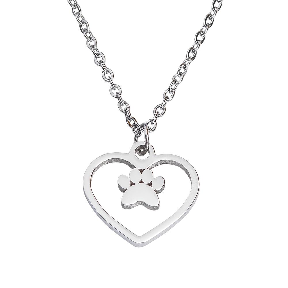 Cadena para Mujer Corazón con Dije de Huella de Perro Luckyly Paw