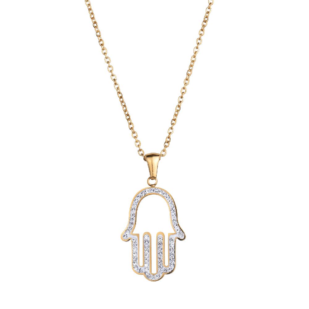 Foto 4 pulgar | Collar para Mujer Dije Mano de Fátima Luckyly, Modelo Hamsa Oro