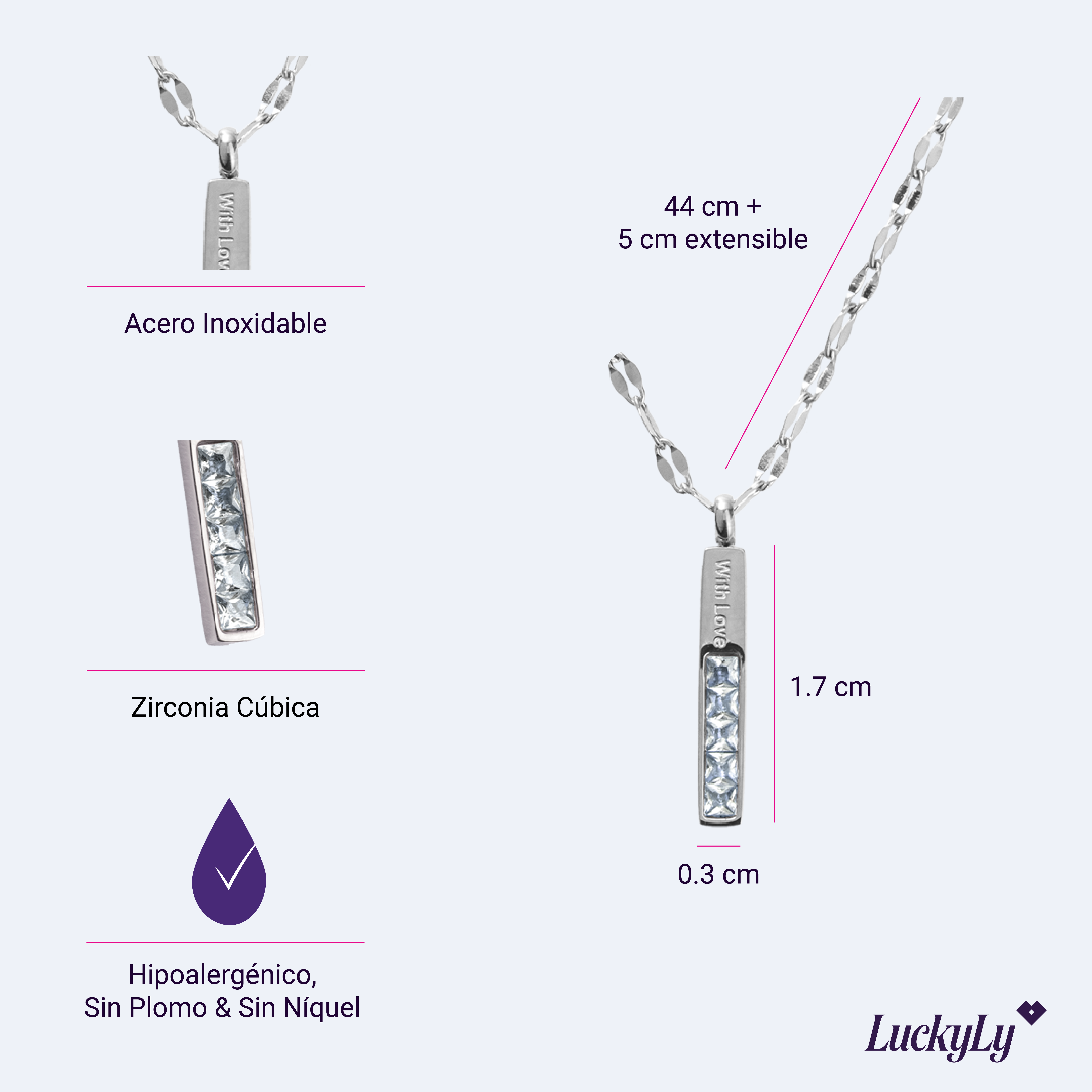 Foto 6 pulgar | Collar With Love Luckyly Helga Plateado