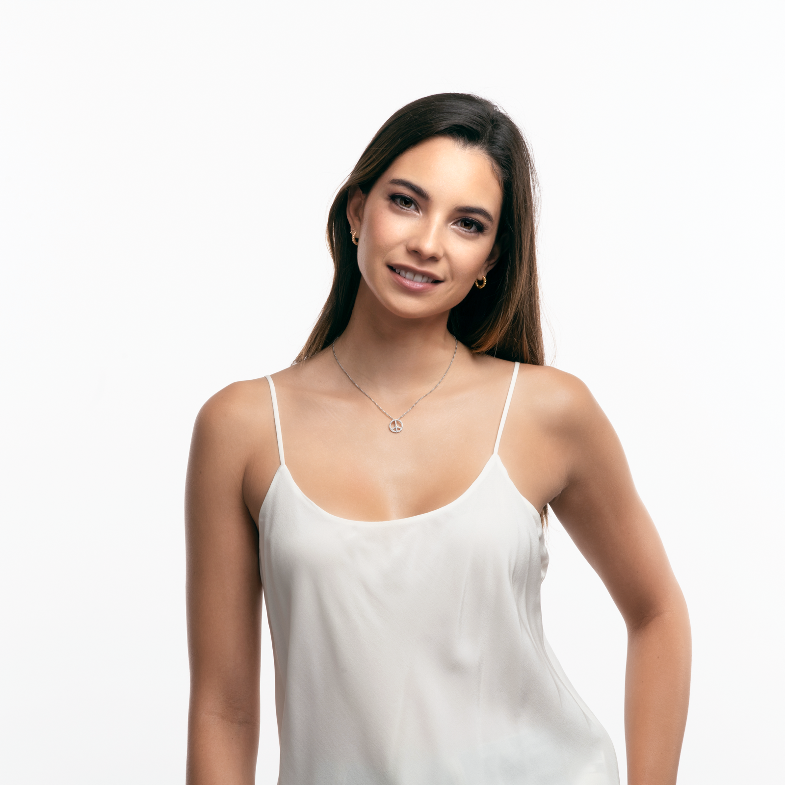 Foto 5 | Collar con Dije de Peace & Love LuckyLy Plateado para Mujer