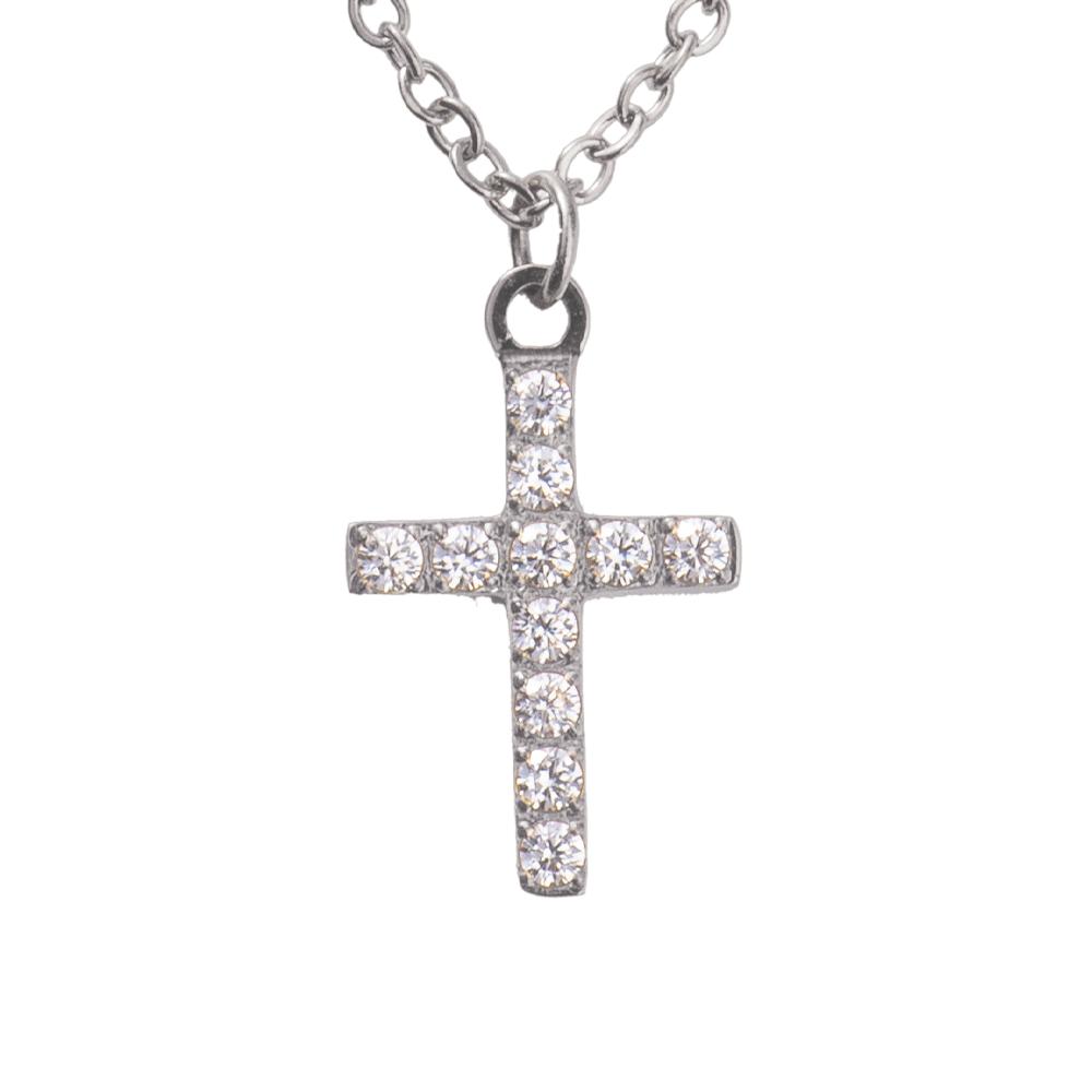 Collar para Mujer con Dije de Cruz Luckyly, Modelo Kira Plata