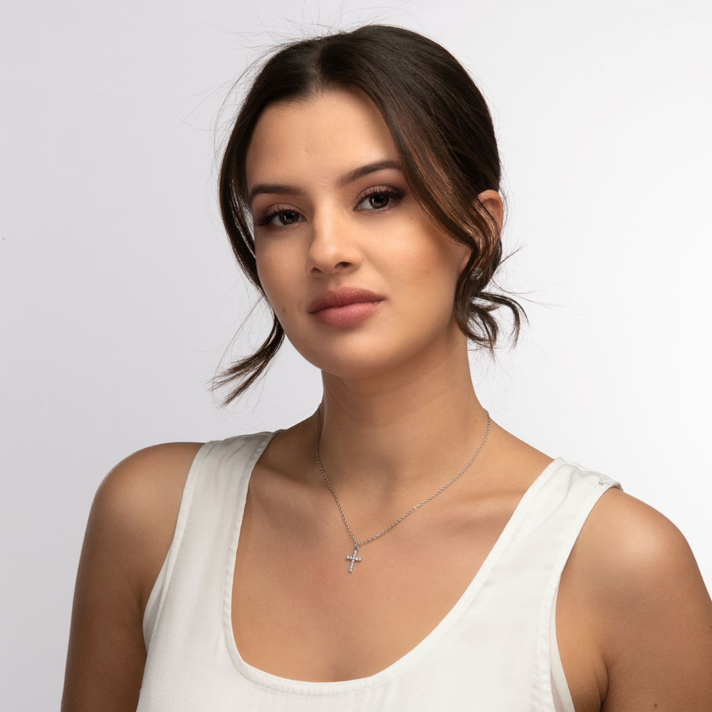 Foto 4 | Collar para Mujer con Dije de Cruz Luckyly, Modelo Kira Plata