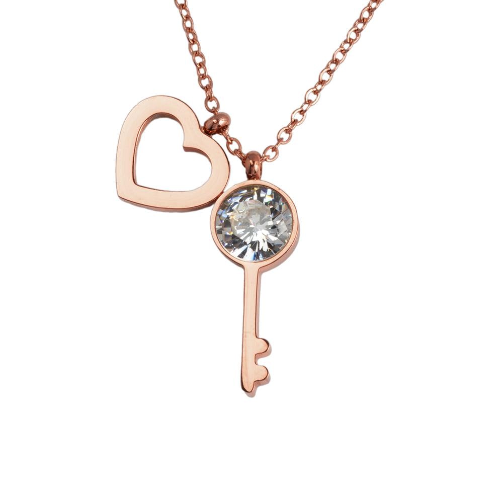 Collar Para Mujer Dije De Corazón Y Llave Luckyly, Modelo Mila $489