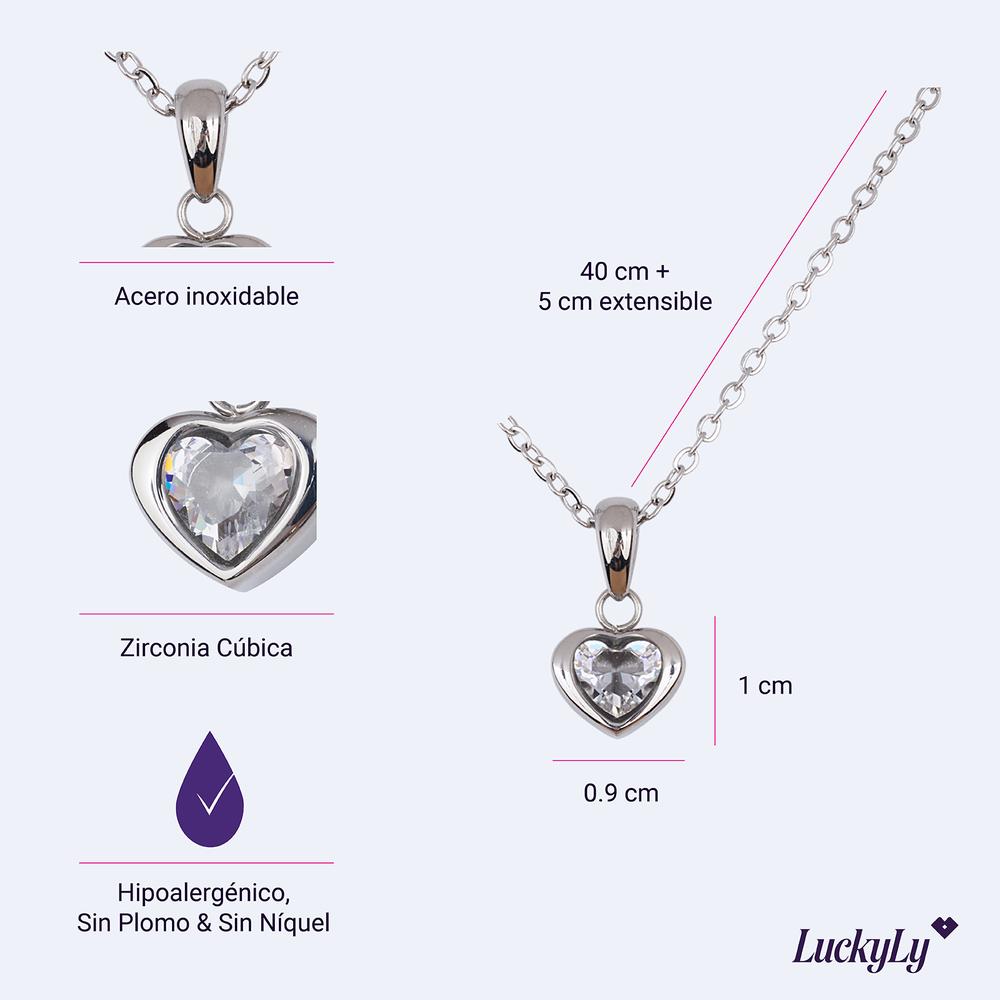 Foto 6 | Cadena para Mujer Luckyly Dije de Corazón Dalia Plateado