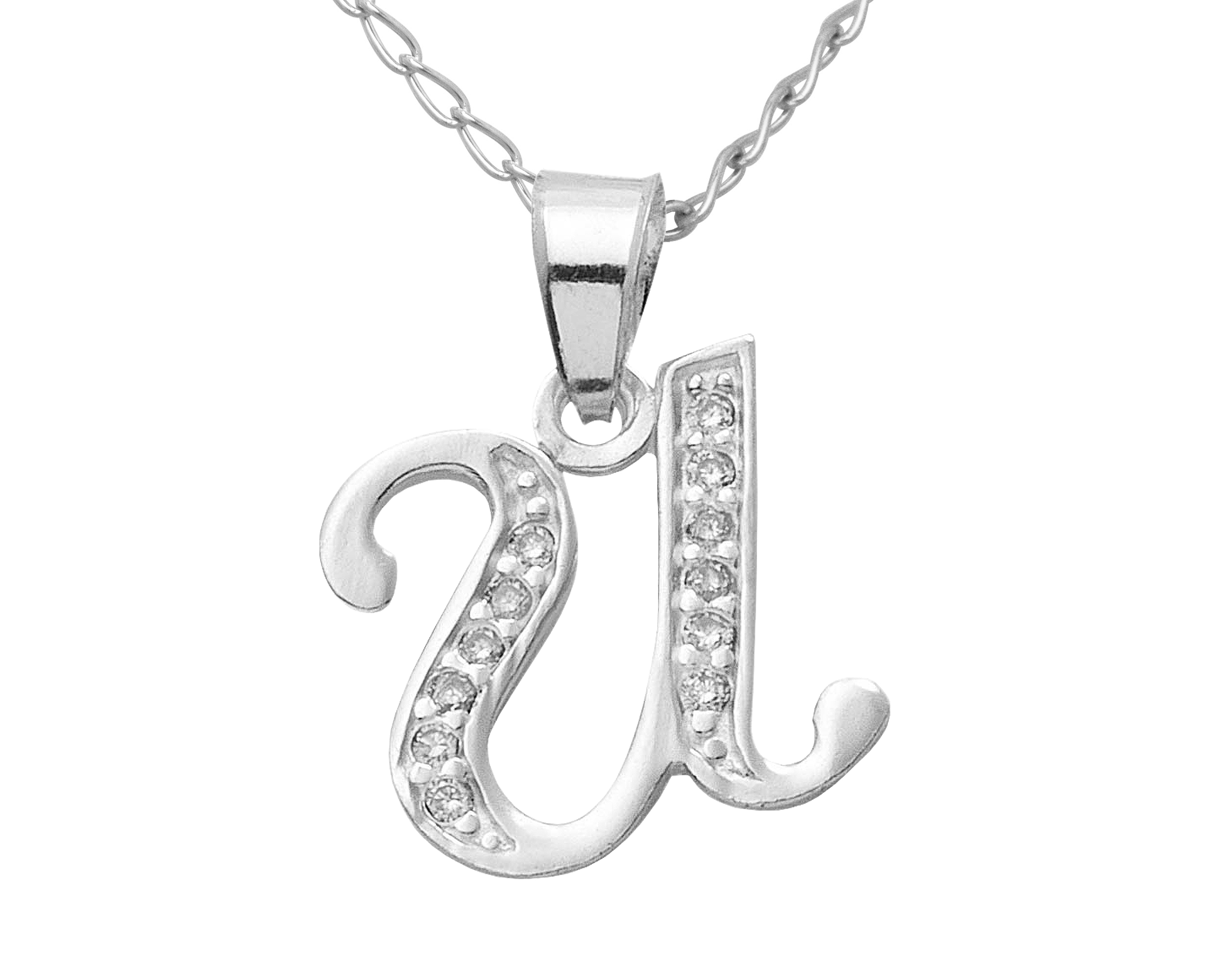 Cadena con Dije Horoz Letra ''U'' Plata 45 cm