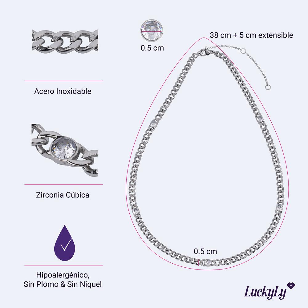 Foto 6 | Cadena Para Mujer Con Zirconia Cúbica Luckyly, Modelo Kary, Color Plata