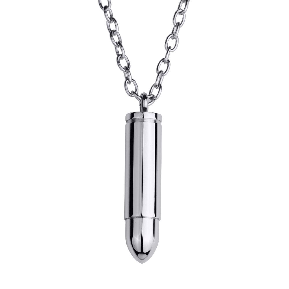 Collar Para Hombre Con Dije De Bala Luckman, Modelo Bullet Plata