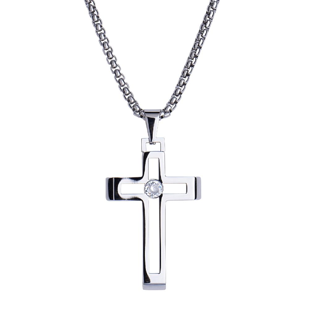 Cadena para Hombre con Dije de Cruz Luckman Pier Plateada