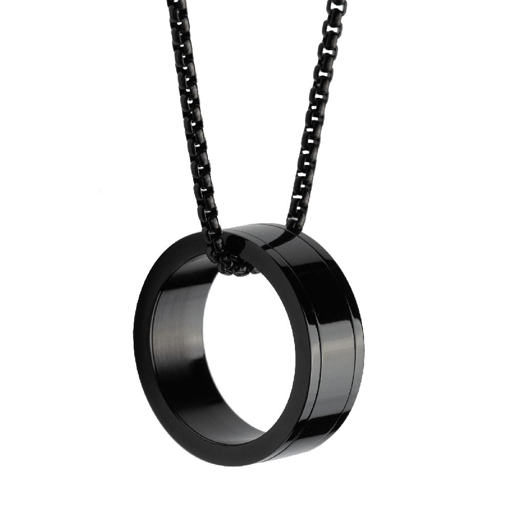 Foto 2 | Collar Hombre Con Dije De Anillo Luckman, Modelo Henry Negro