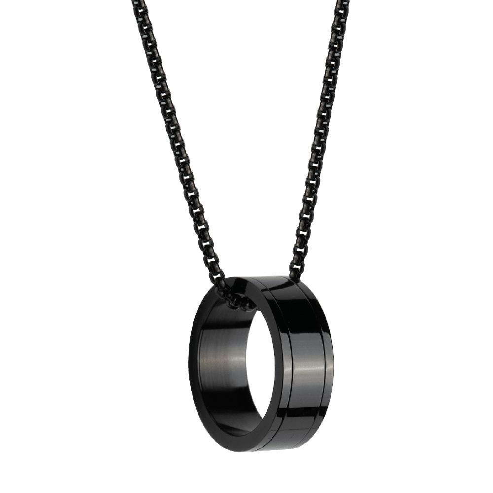 Foto 3 | Collar Hombre Con Dije De Anillo Luckman, Modelo Henry Negro