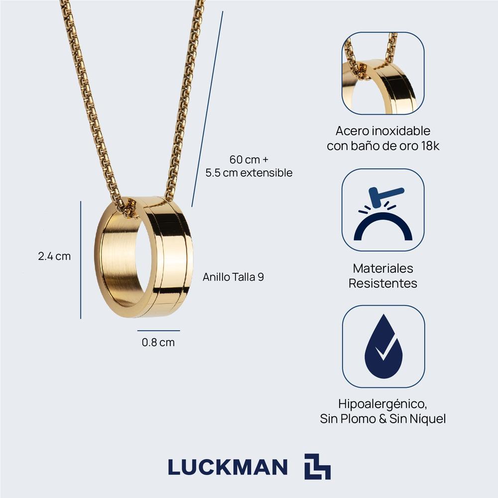 Foto 6 | Collar Hombre Con Dije De Anillo Luckman, Modelo Henry Oro