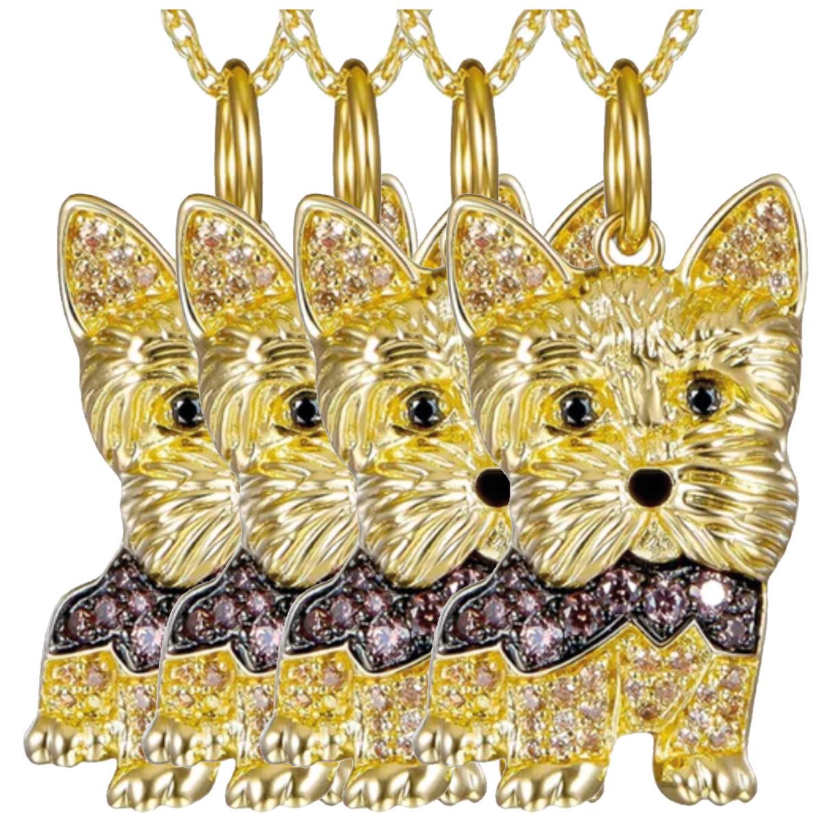 Cadena Y Dije De Mascotas High Monaco Mxoek-004 4 Piezas Dorado