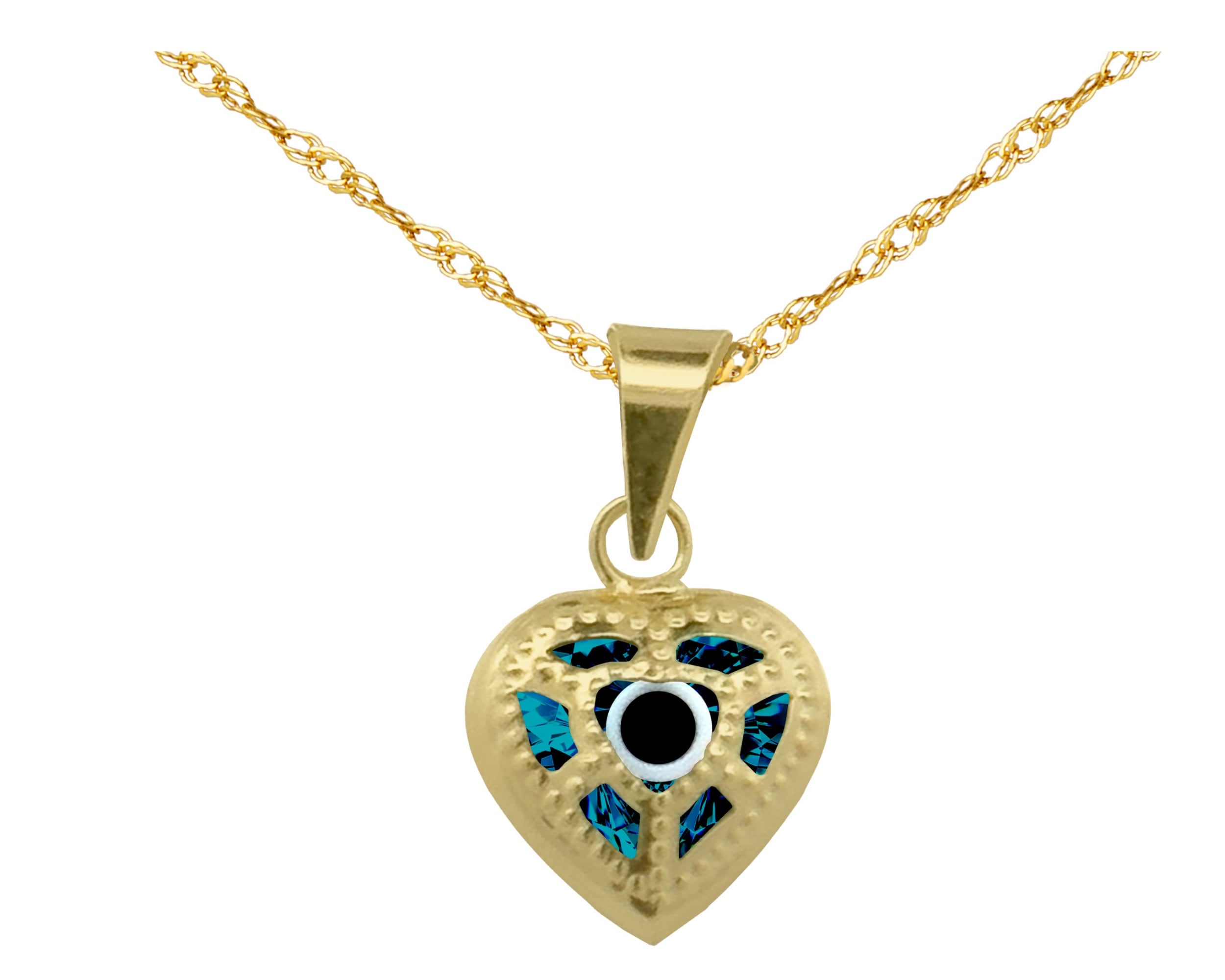 Gargantilla Collar Corazón Ojo Turco Oro 10k Horoz Ci183 $1,739