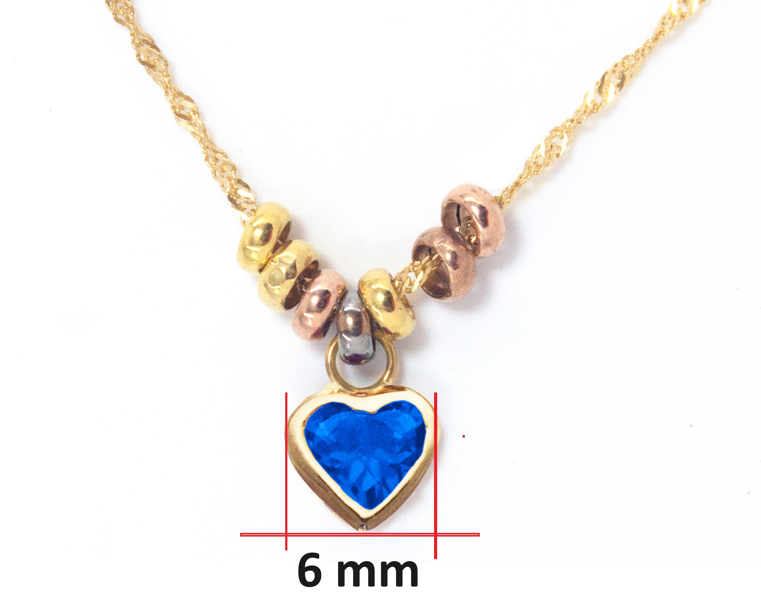 Foto 6 pulgar | Gargantilla Collar Corazón Circonia Tono Azul Zafiro 45 cm Oro 10k Horoz