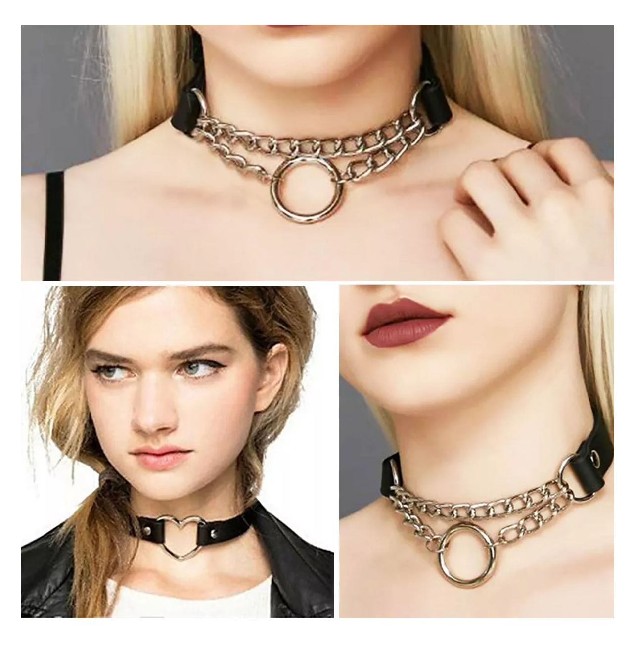 Foto 4 | Gargantilla Punk Gótico Choker 8 Piezas Negro/Plata