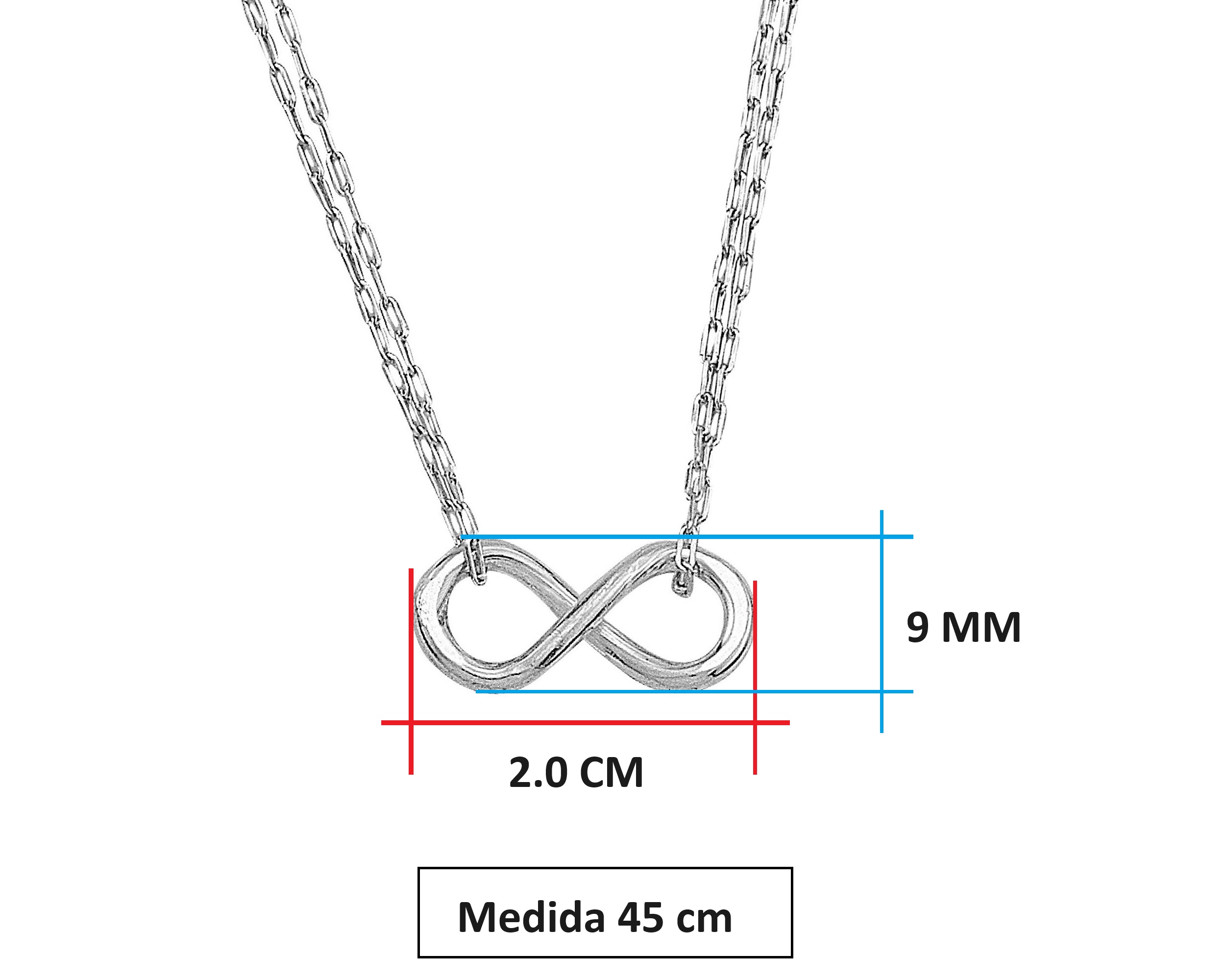 Foto 4 | Gargantilla Infinito Cadena Doble Horoz Cp915 45cm de Plata .925