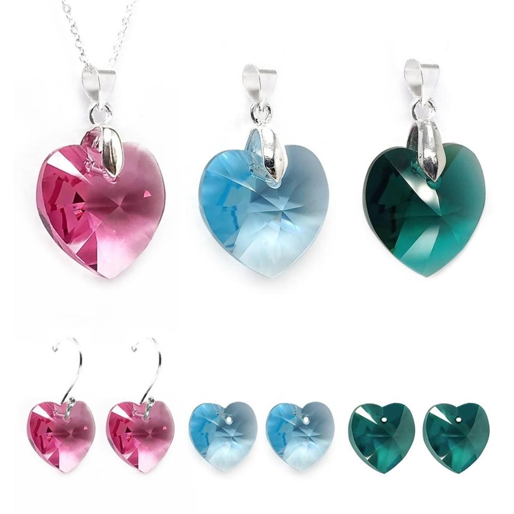 Set Collar Dijes Aretes Corte Heart Zvezda Plata para Mujer