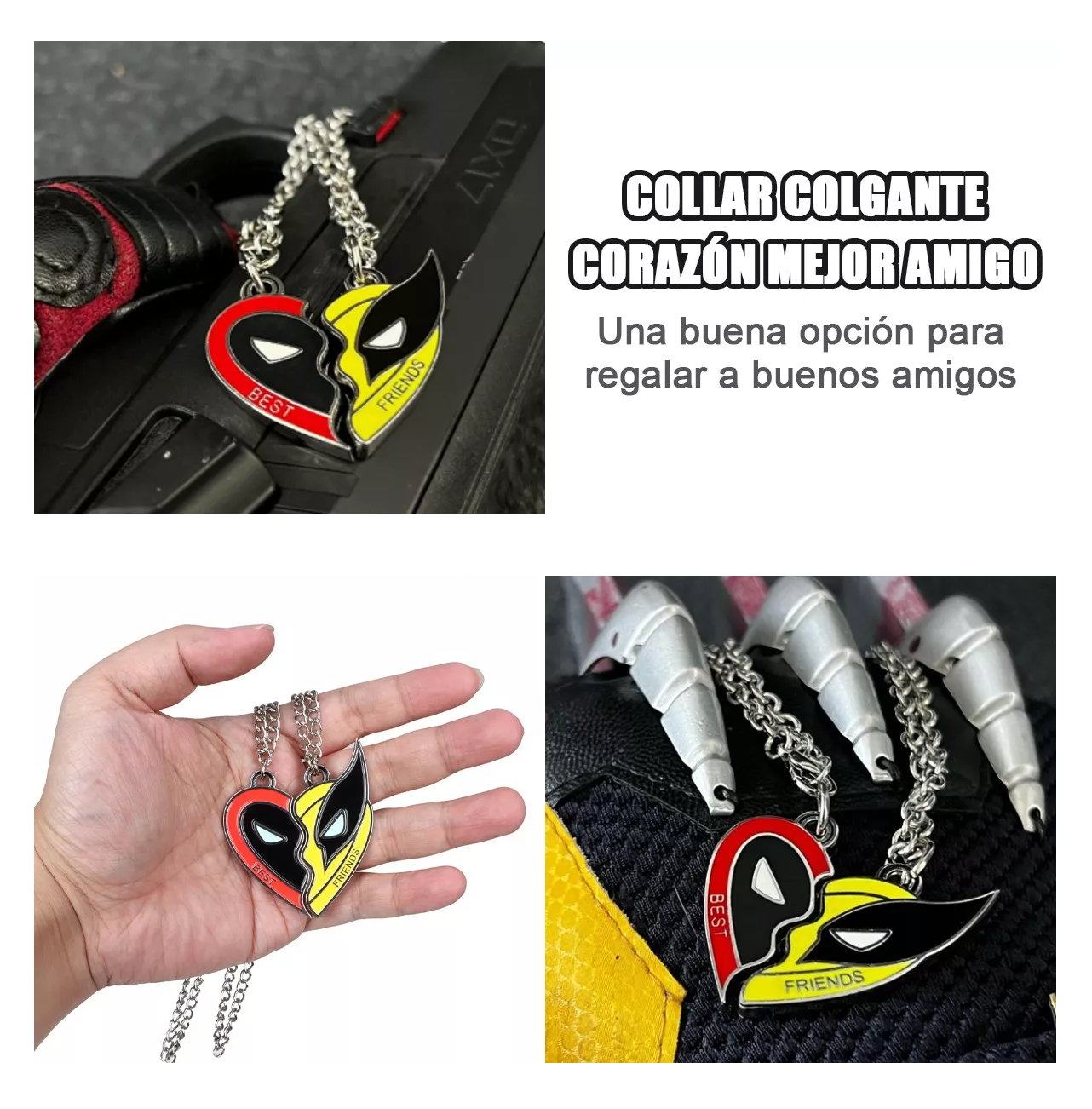 Foto 4 pulgar | Collar Amistad Dije Acero Inoxidable Corazón Mejor Amigo 2 Pzs Rojo + Amarillo