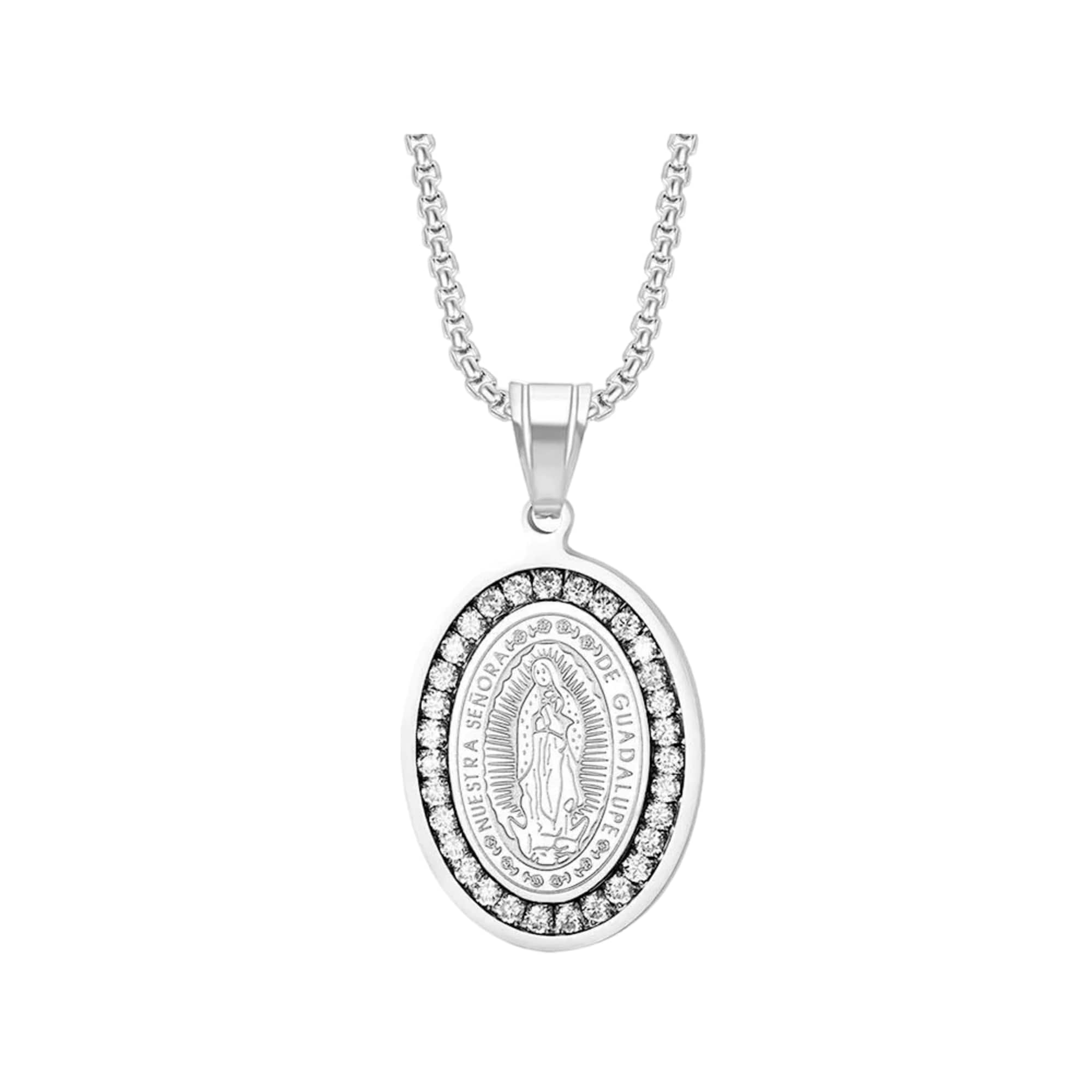 Collar De La Virgen De Guadalupe Acero Inoxidable Plata $529