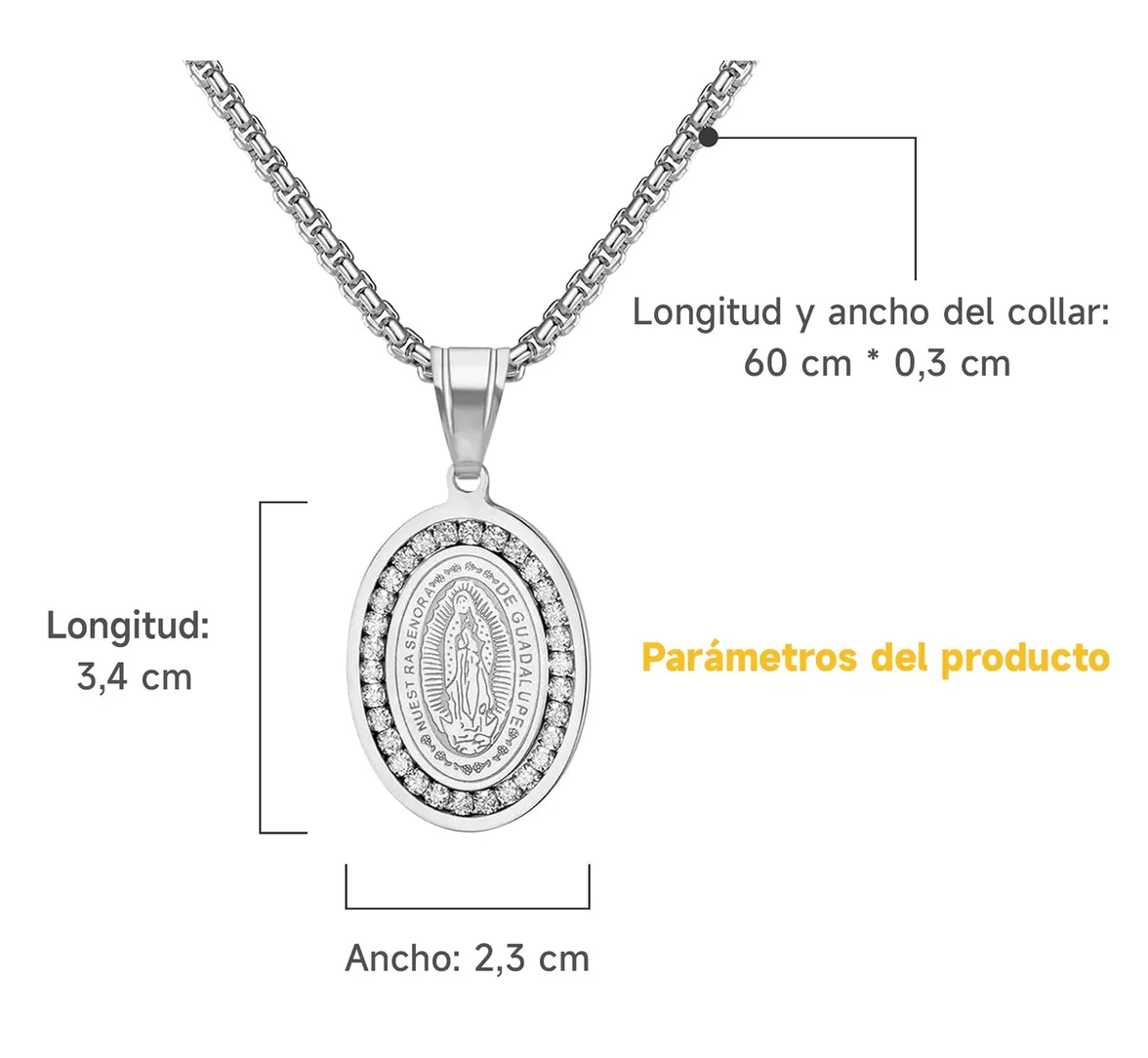 Foto 4 | Collar De La Virgen De Guadalupe Acero Inoxidable Plata