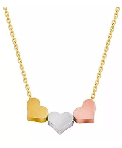 Foto 2 pulgar | Collar De 3 Corazones Para Mujer Acero Inoxidable Corazon Elegante Dije Colgante Regalo Novia Esposa Mama Cumpl