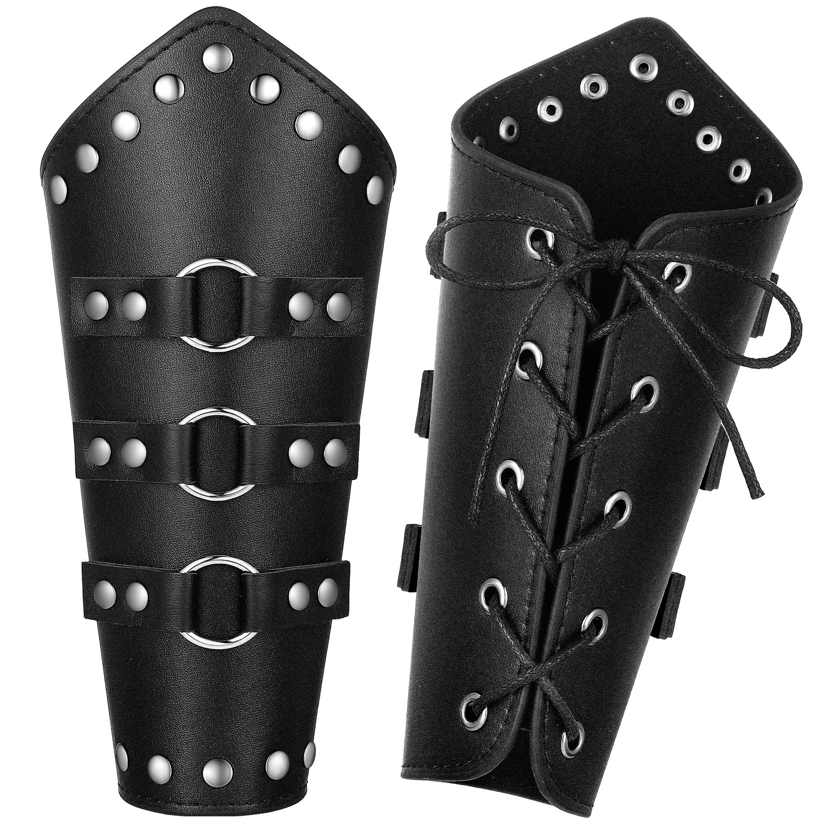 Foto 2 pulgar | Protectores De Brazos De Piel Sintética Para Cosplay, Estilo Medieval, Color Negro - Venta Internacional.