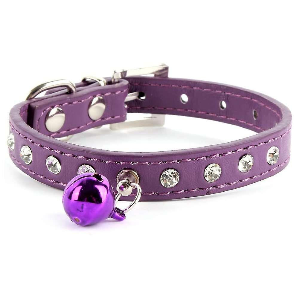 Foto 6 pulgar | Collar Huoguo De Piel Para Perro Y Gato Con Diamantes De Imitación, Correa Para Cuello Y Hebilla - Venta Internacional.
