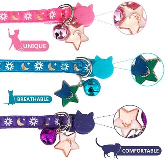 Foto 2 | Collares Para Gatos Huoguo, 3 Unidades, Breakaway, Con Campana Dorada Y Luna Brillante - Venta Internacional.