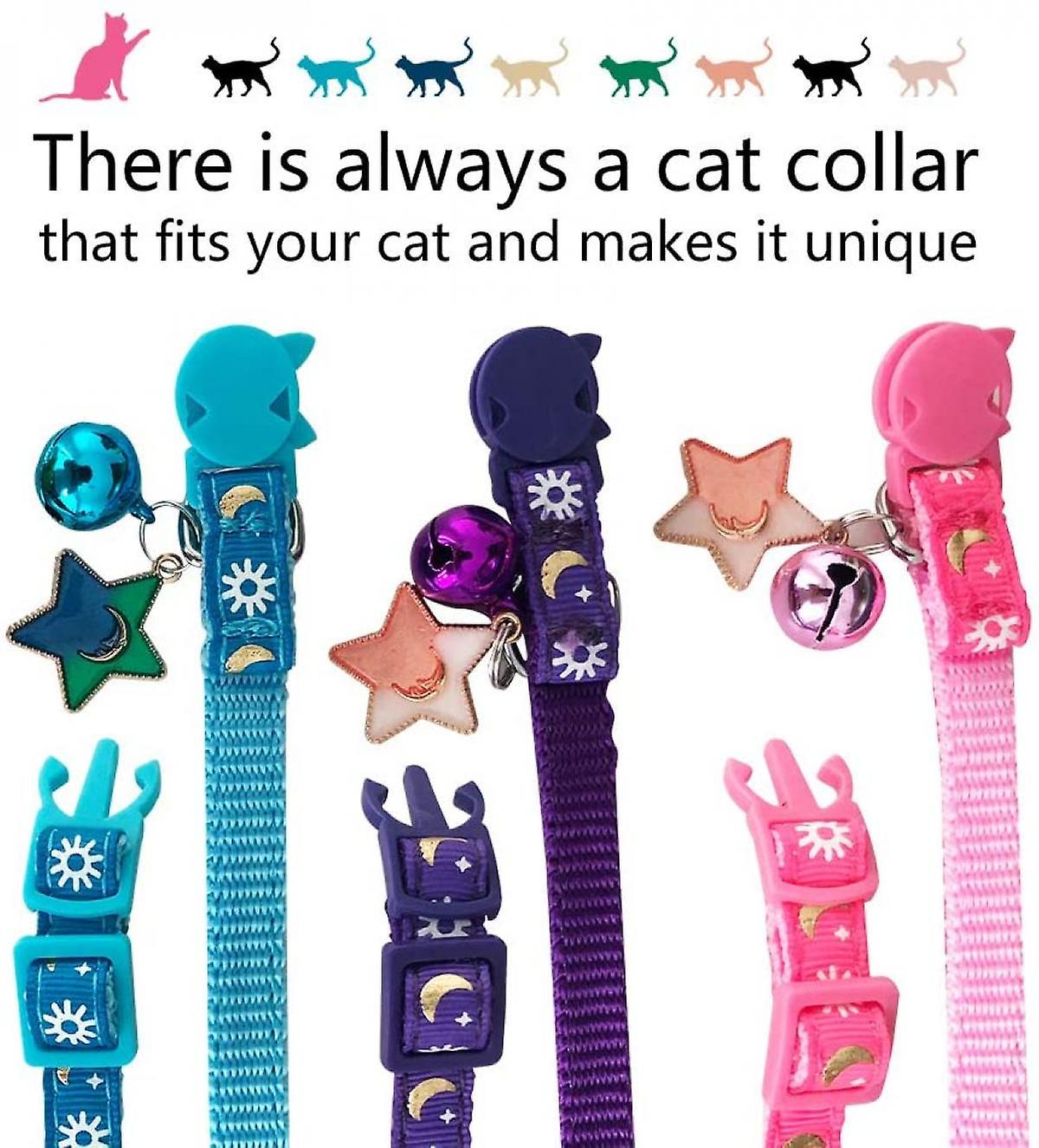 Foto 4 pulgar | Collares Para Gatos Huoguo, 3 Unidades, Breakaway, Con Campana Dorada Y Luna Brillante - Venta Internacional.