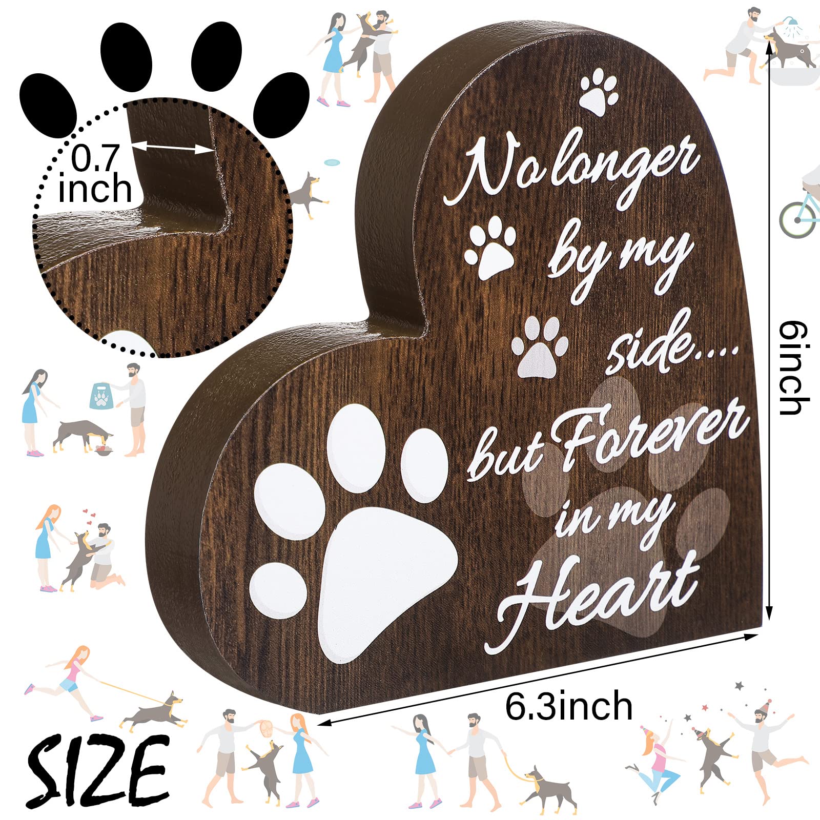 Foto 3 pulgar | Placa Conmemorativa Para Mascotas Yalikop, Madera En Forma De Corazón, Color Marrón Oscuro - Venta Internacional.