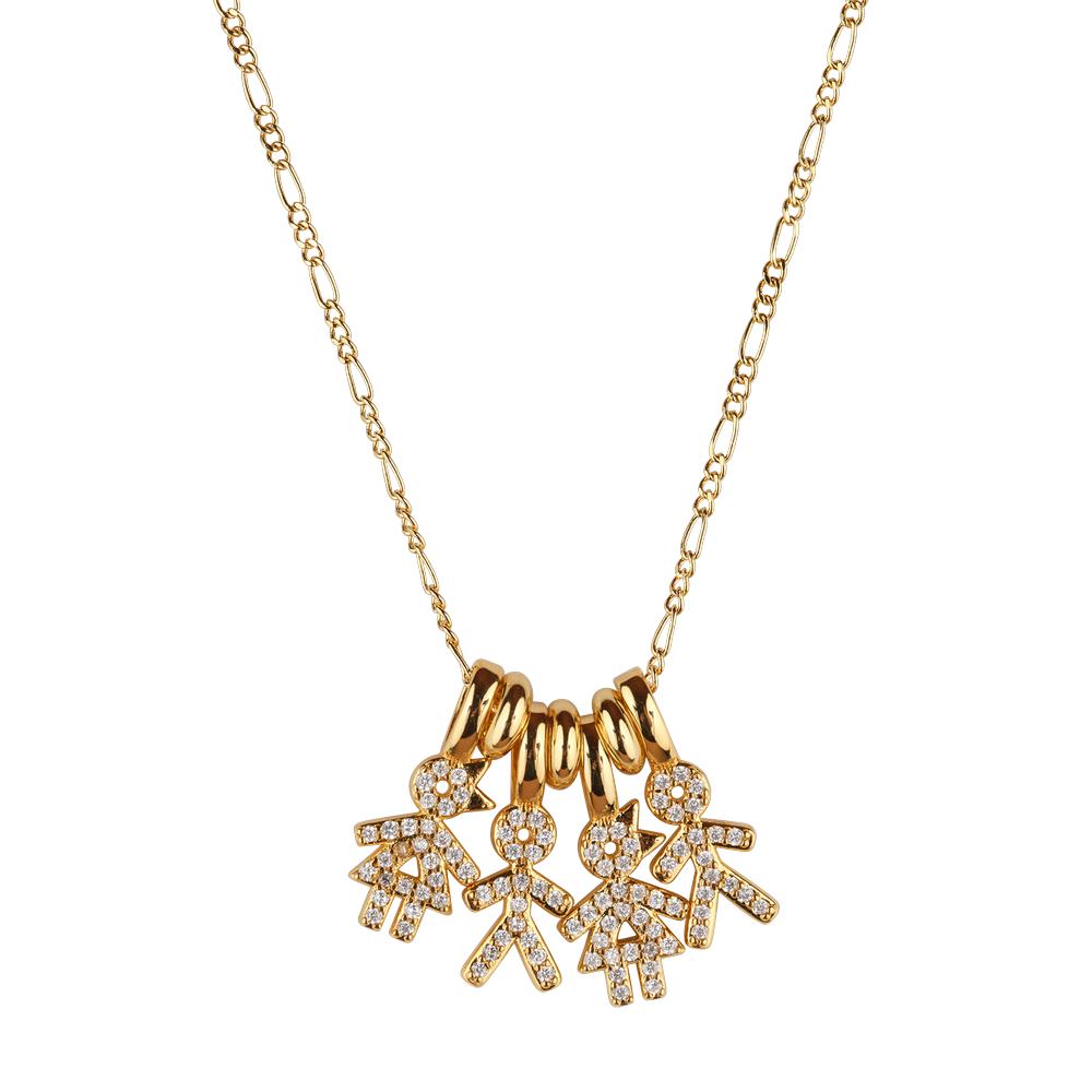 Foto 4 pulgar | Collar Para Mujer De Niños Personalizado, Baño De Oro 14k Y Zirconia Cúbica, Cadena Y Charms Luckyly, Modelo Darcy