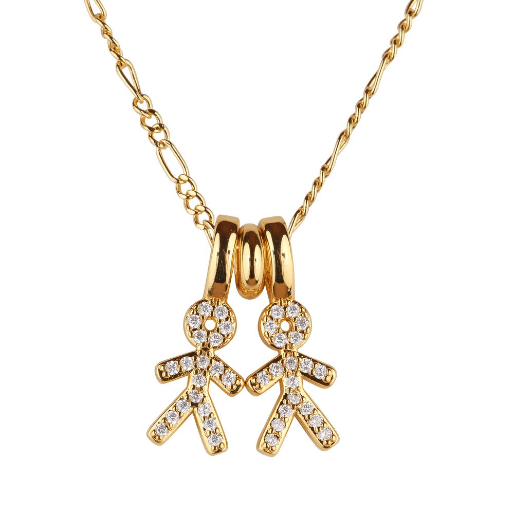Collar Para Mujer De Niños Personalizado, Baño De Oro 14k Y Zirconia Cúbica, Cadena Y Charms Luckyly, Modelo Darcy