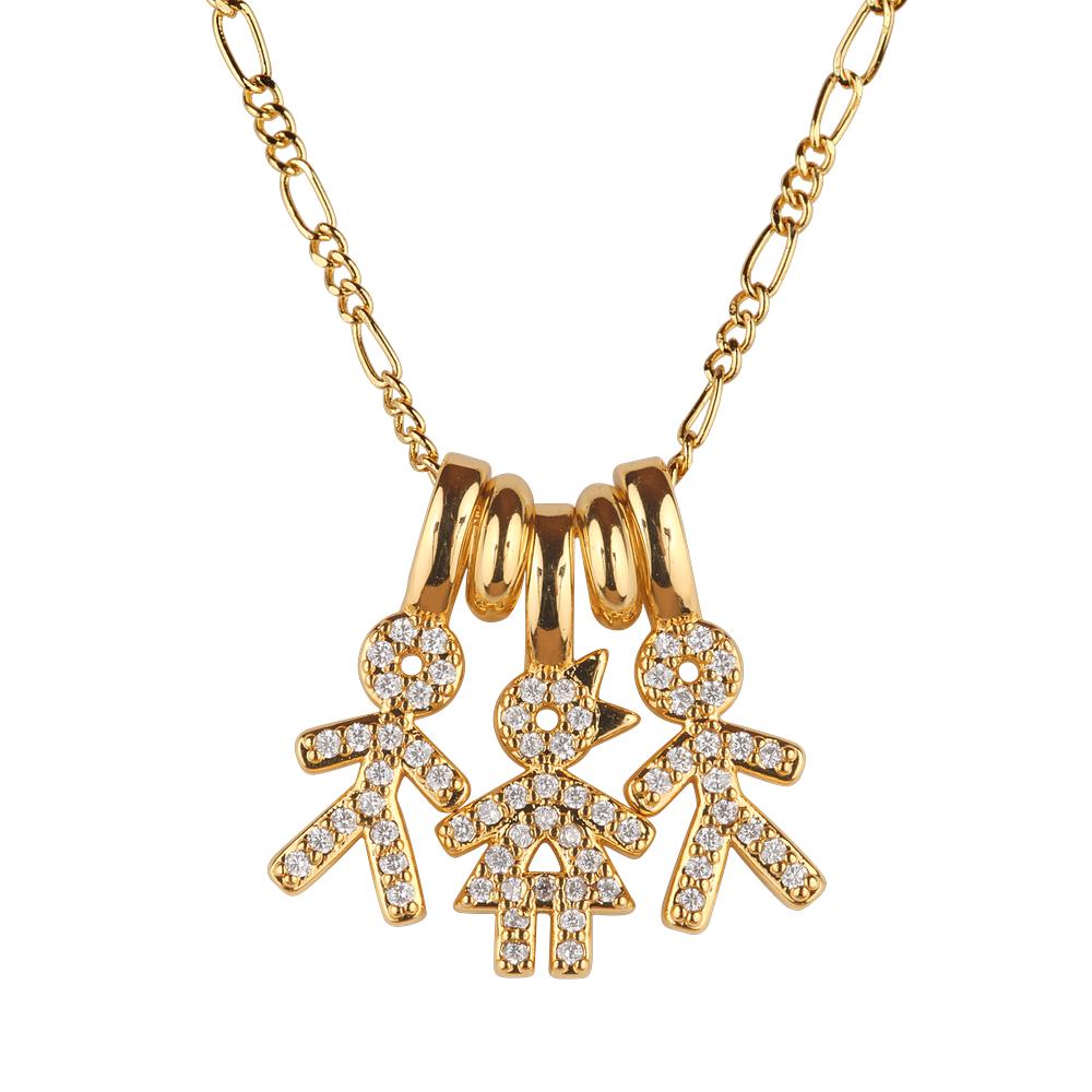Collar Para Mujer De Niños Personalizado, Baño De Oro 14k Y Zirconia Cúbica, Cadena Y Charms Luckyly, Modelo Darcy