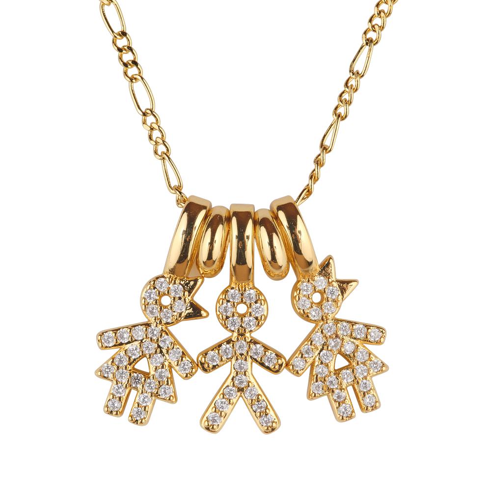 Collar Para Mujer De Niños Personalizado, Baño De Oro 14k Y Zirconia Cúbica, Cadena Y Charms Luckyly, Modelo Darcy