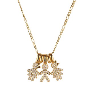 Foto 3 | Collar Para Mujer De Niños Personalizado, Baño De Oro 14k Y Zirconia Cúbica, Cadena Y Charms Luckyly, Modelo Darcy