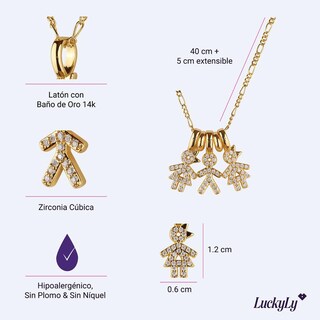Foto 5 | Collar Para Mujer De Niños Personalizado, Baño De Oro 14k Y Zirconia Cúbica, Cadena Y Charms Luckyly, Modelo Darcy