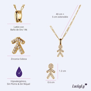 Foto 5 | Collar Para Mujer De Niños Personalizado, Baño De Oro 14k Y Zirconia Cúbica, Cadena Y Charms Luckyly, Modelo Darcy