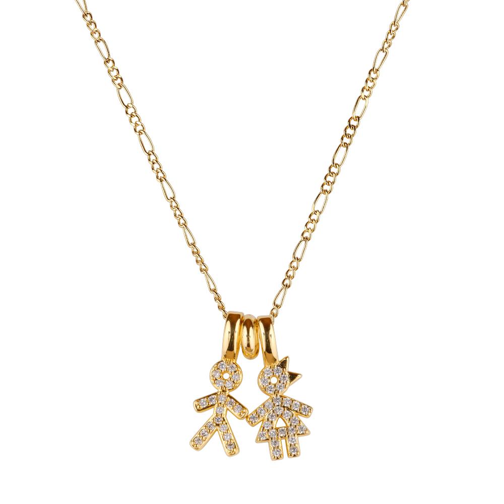 Foto 4 pulgar | Collar Para Mujer De Niños Personalizado, Baño De Oro 14k Y Zirconia Cúbica, Cadena Y Charms Luckyly, Modelo Darcy