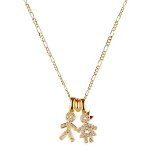Foto 3 | Collar Para Mujer De Niños Personalizado, Baño De Oro 14k Y Zirconia Cúbica, Cadena Y Charms Luckyly, Modelo Darcy