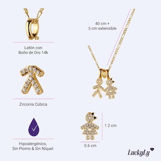 Foto 5 | Collar Para Mujer De Niños Personalizado, Baño De Oro 14k Y Zirconia Cúbica, Cadena Y Charms Luckyly, Modelo Darcy