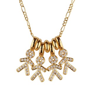 Foto 1 | Collar Para Mujer De Niños Personalizado, Baño De Oro 14k Y Zirconia Cúbica, Cadena Y Charms Luckyly, Modelo Darcy