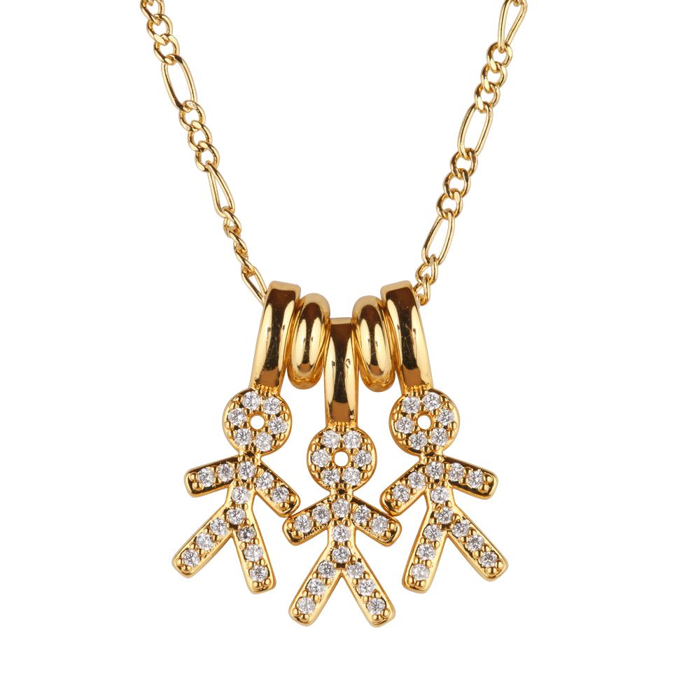 Collar Para Mujer De Niños Personalizado, Baño De Oro 14k Y Zirconia Cúbica, Cadena Y Charms Luckyly, Modelo Darcy