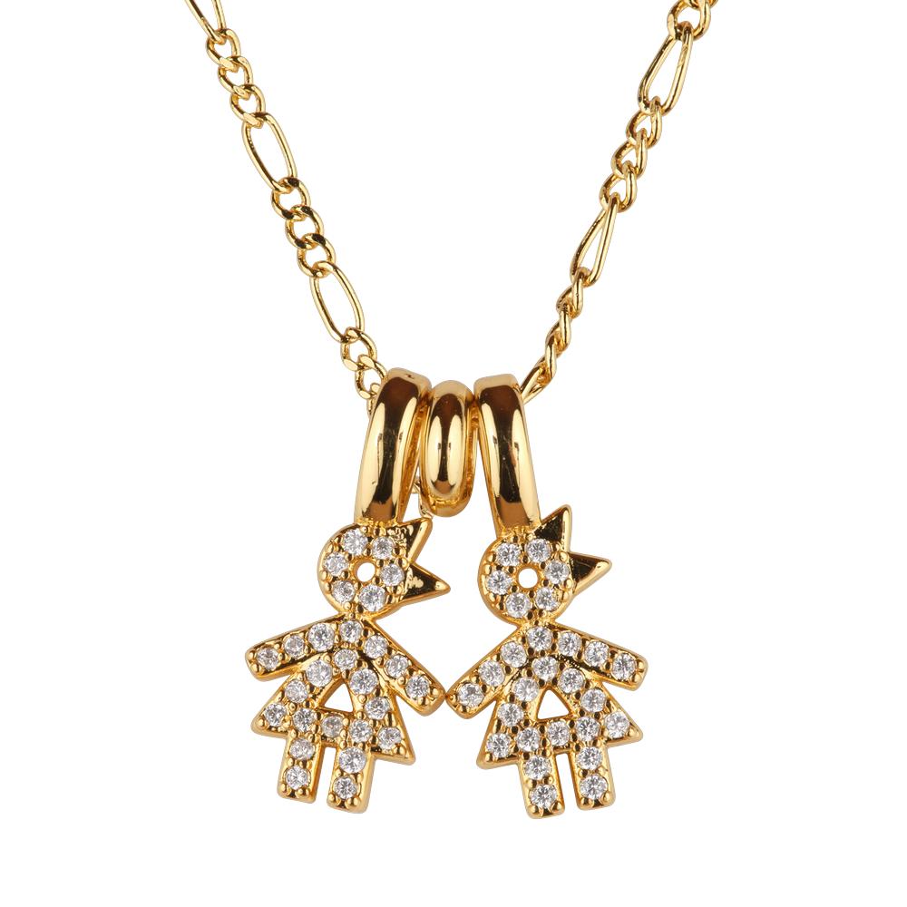 Collar Para Mujer De Niños Personalizado, Baño De Oro 14k Y Zirconia Cúbica, Cadena Y Charms Luckyly, Modelo Darcy