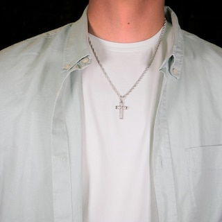 Foto 4 | Collar Dije de Cruz Crixus Joyería Plata .925 Piedra Zirconia