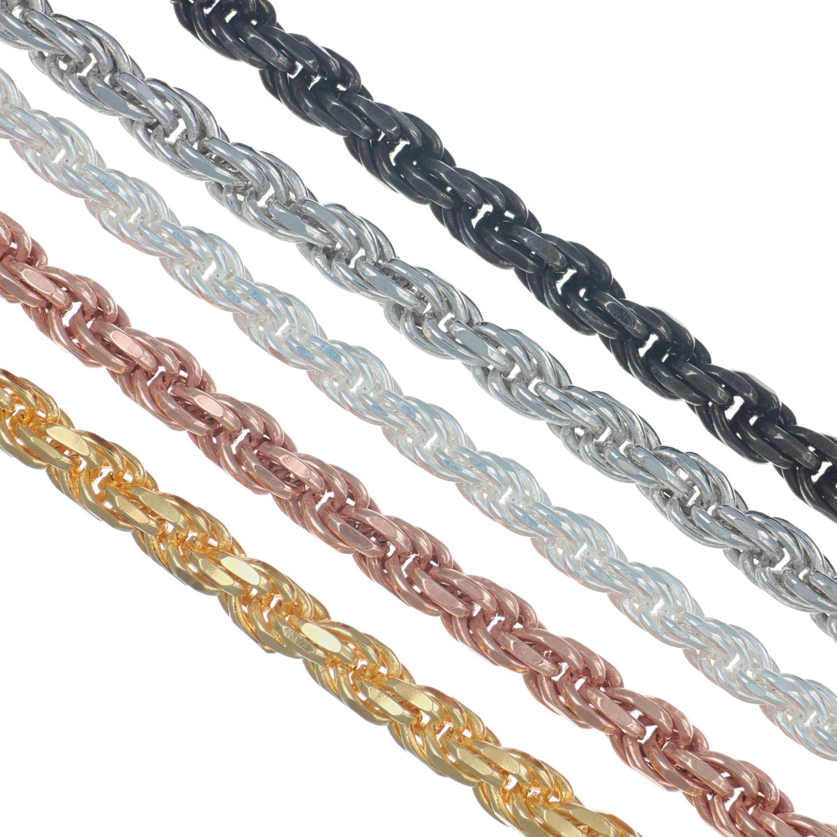 Cadena De Plata 925 Torsal De 45 Cm Calibre 3.3 Mm 4 Colores $1,899