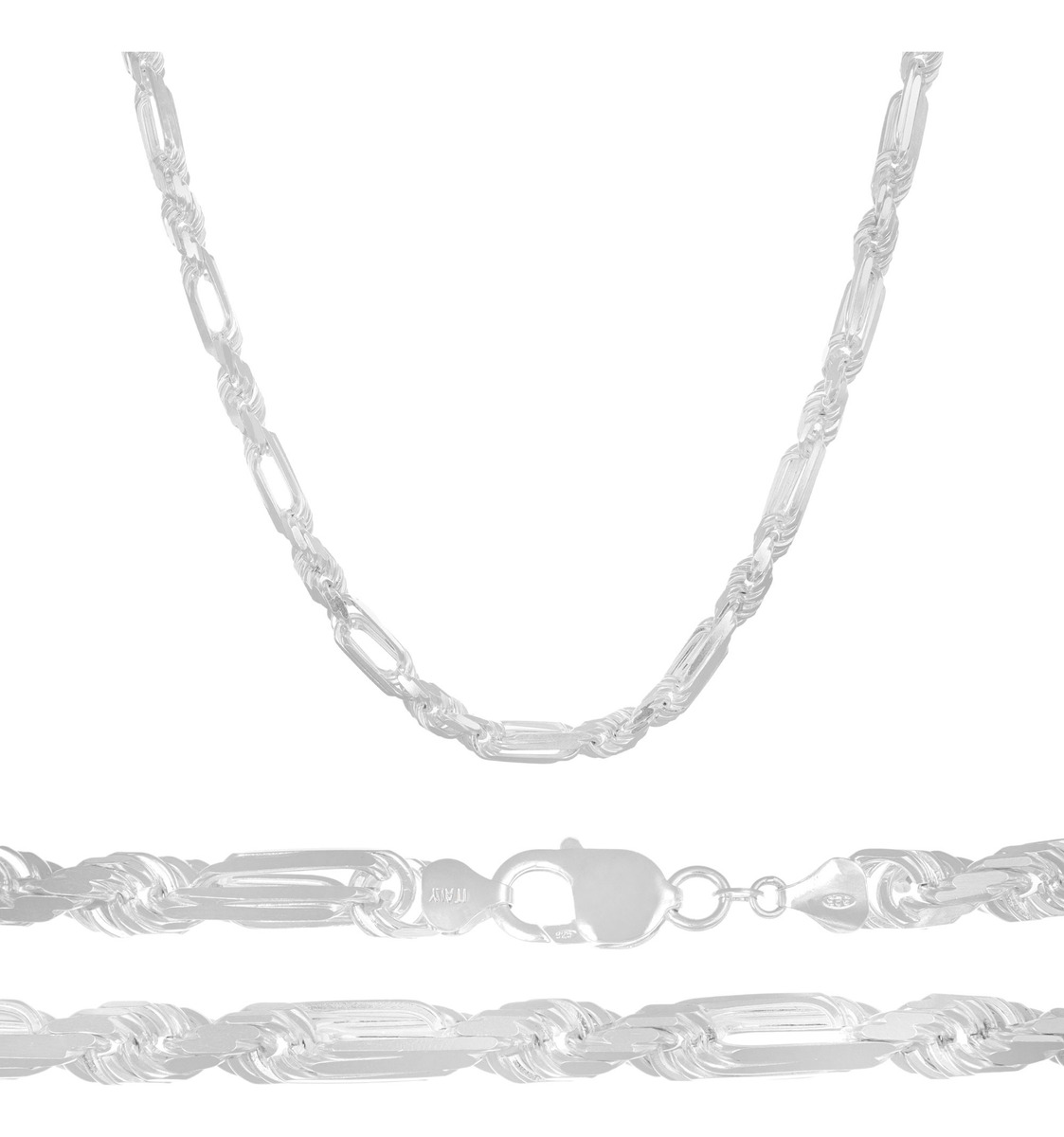 Cadena De Plata 925 Torsal Figaro 3x1 De 50cm Calibre 5.6mm