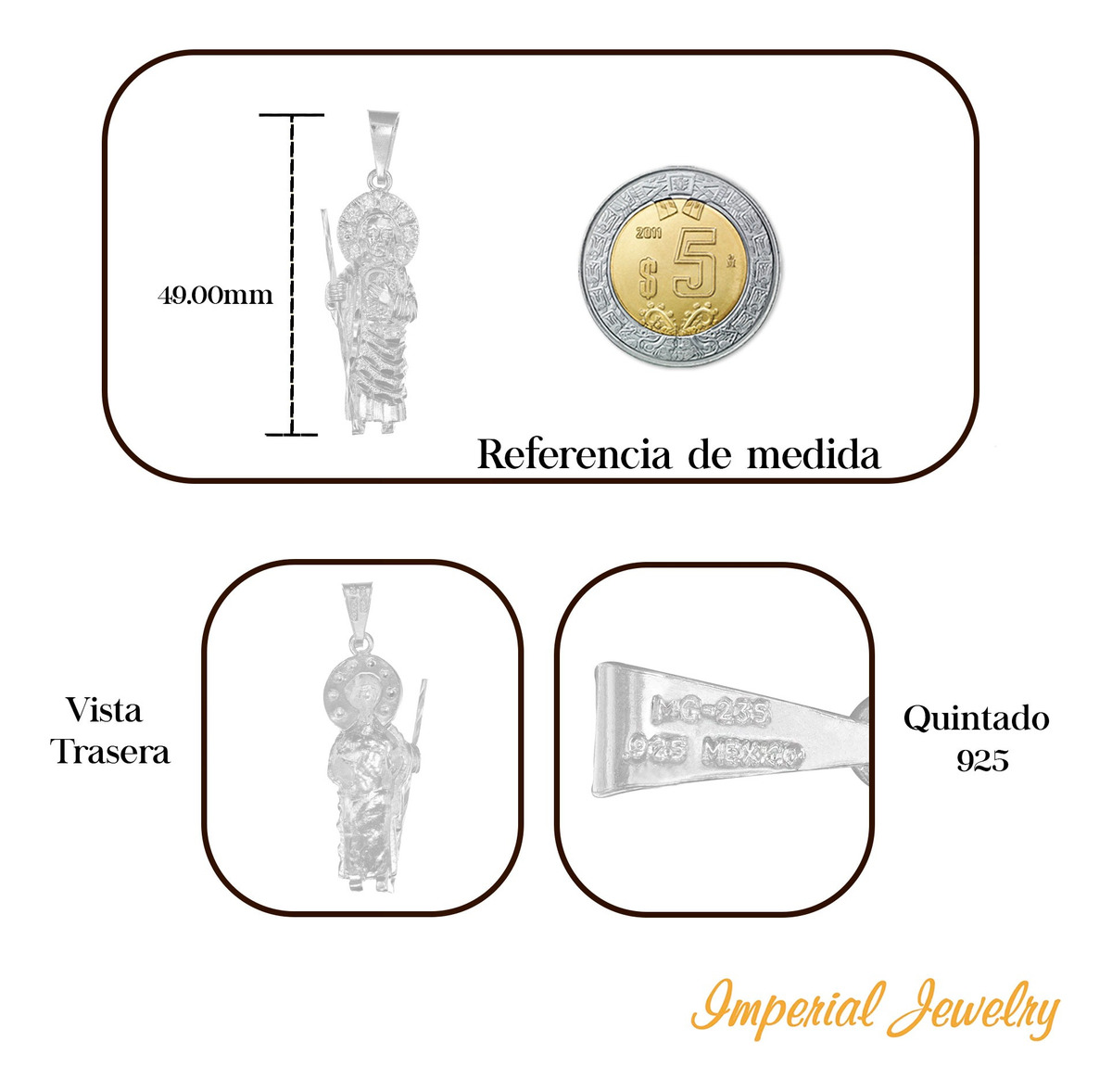 Foto 4 pulgar | Collar De Plata 925 Con Dije De San Judas 4.9 Cm