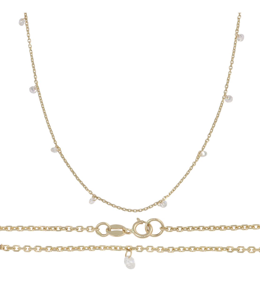 Collar Para Mujer De Oro De 14k Con Piedra De 45 Cm, 1mm